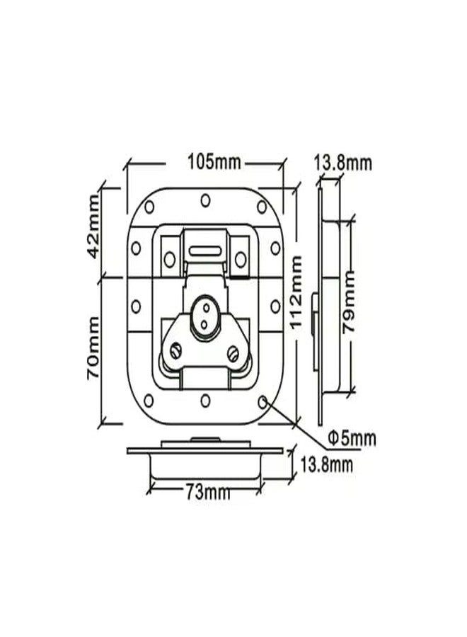 Syncraft Medium Butterfly Latch Lock - Chrome Plated Steel Latch for Flight Cases, Equipment & Toolbox Security 112mm×105 mm (Medium Lock SH-L007) - Image 2